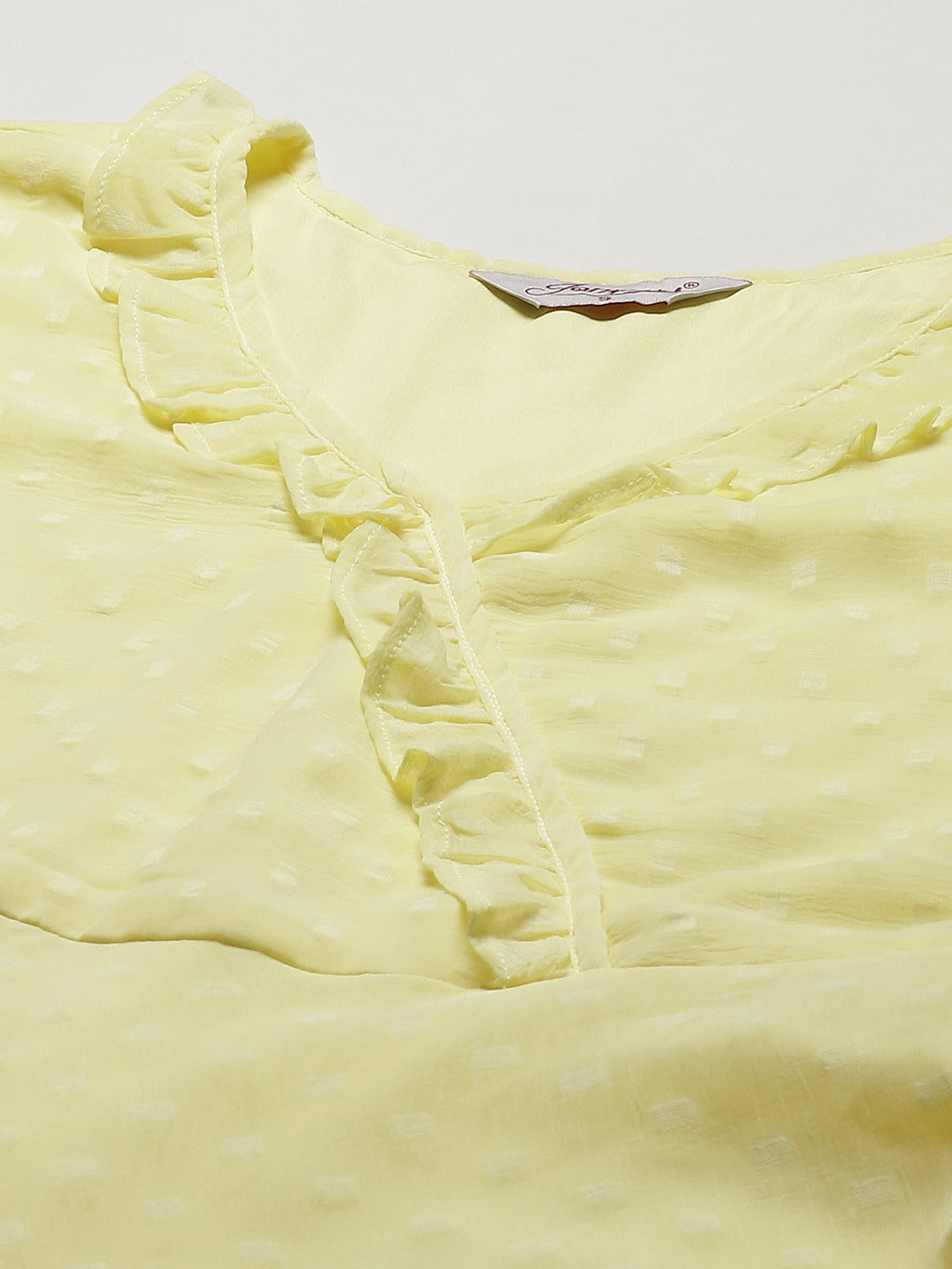 Women's Yellow Woven Design Flared Kurta ( JOK 1403 Yellow ) - Jompers