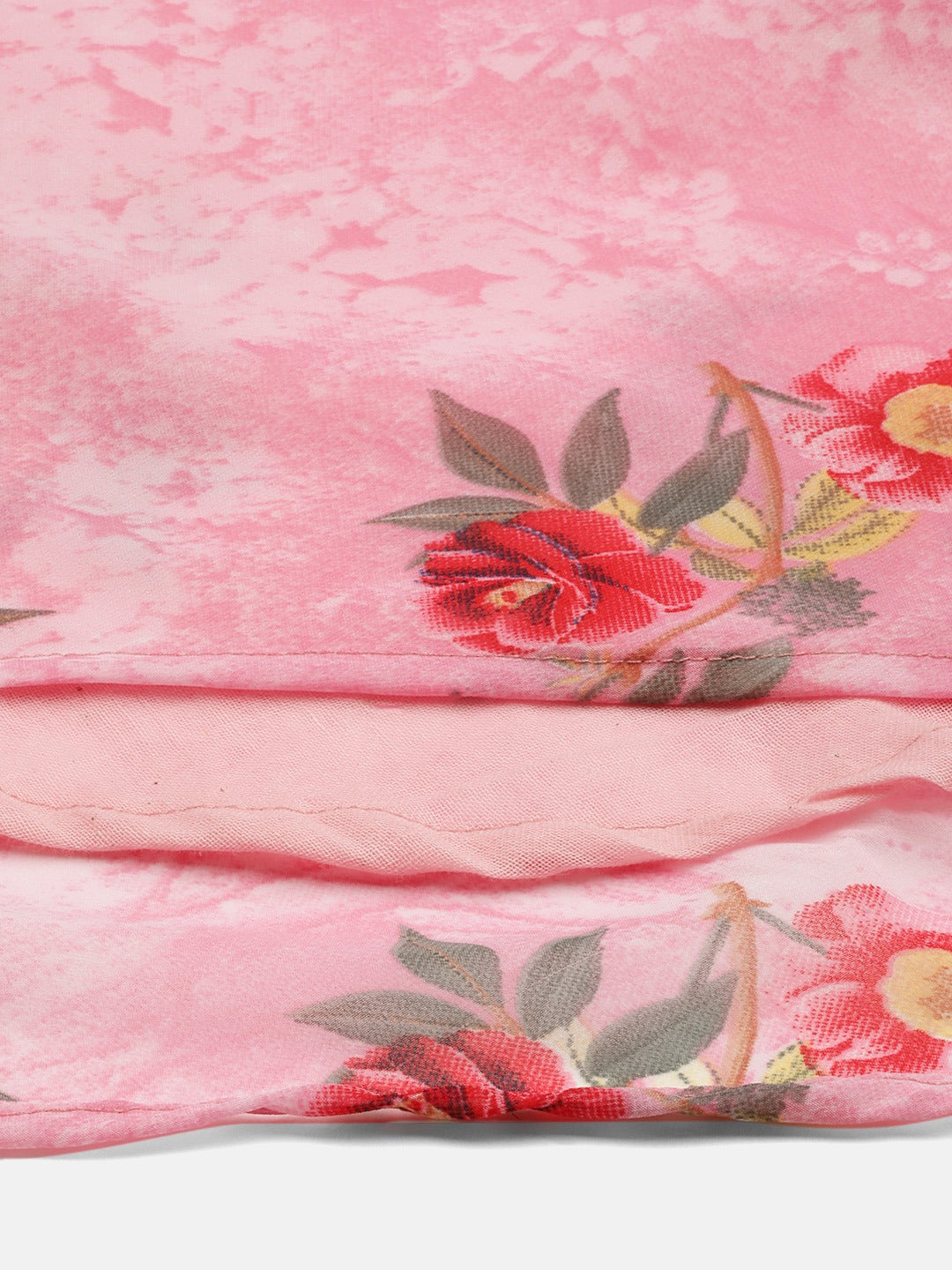Women's Pink Georgette Flared Printed kurta ( JOK 1421 Pink ) - Jompers