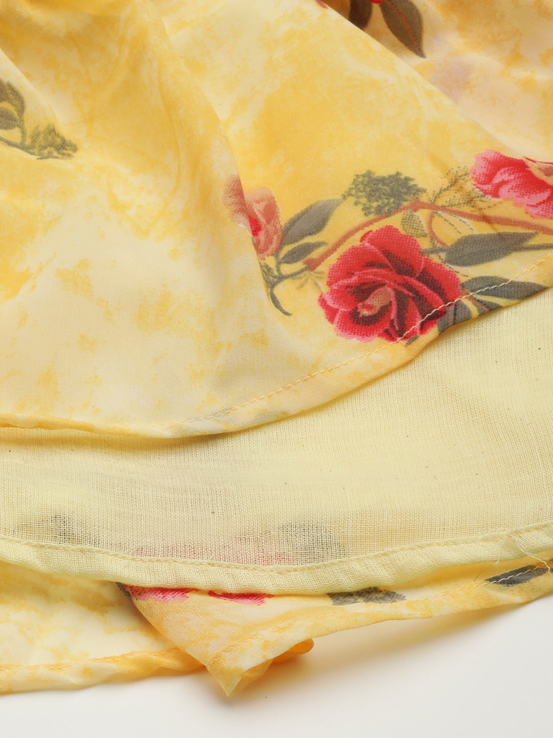 Women's Yellow Georgette Floral Printed Kurtas ( JOK 1435 Yellow ) - Jompers