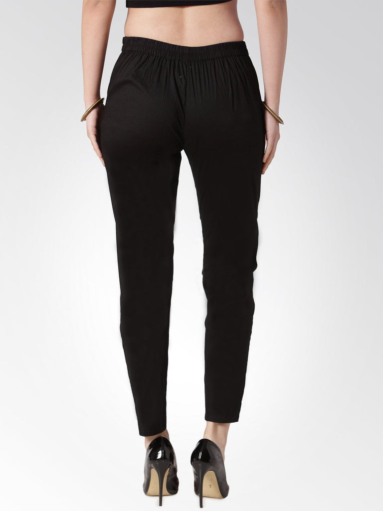 Women's Black Smart Slim Fit Solid Regular Trousers