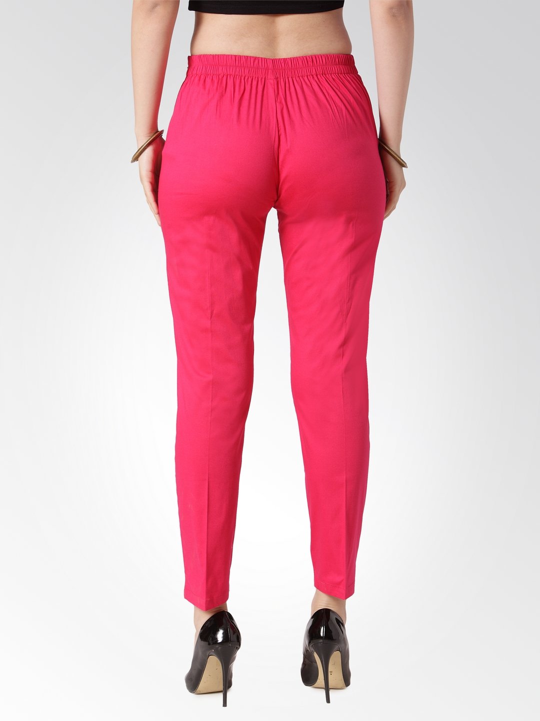 Women's Pink Smart Slim Fit Solid Regular Trousers - Jompers