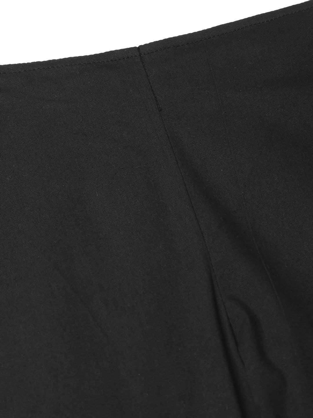 Women's Black Smart Slim Fit Solid Bottom Flared Trousers - Jompers