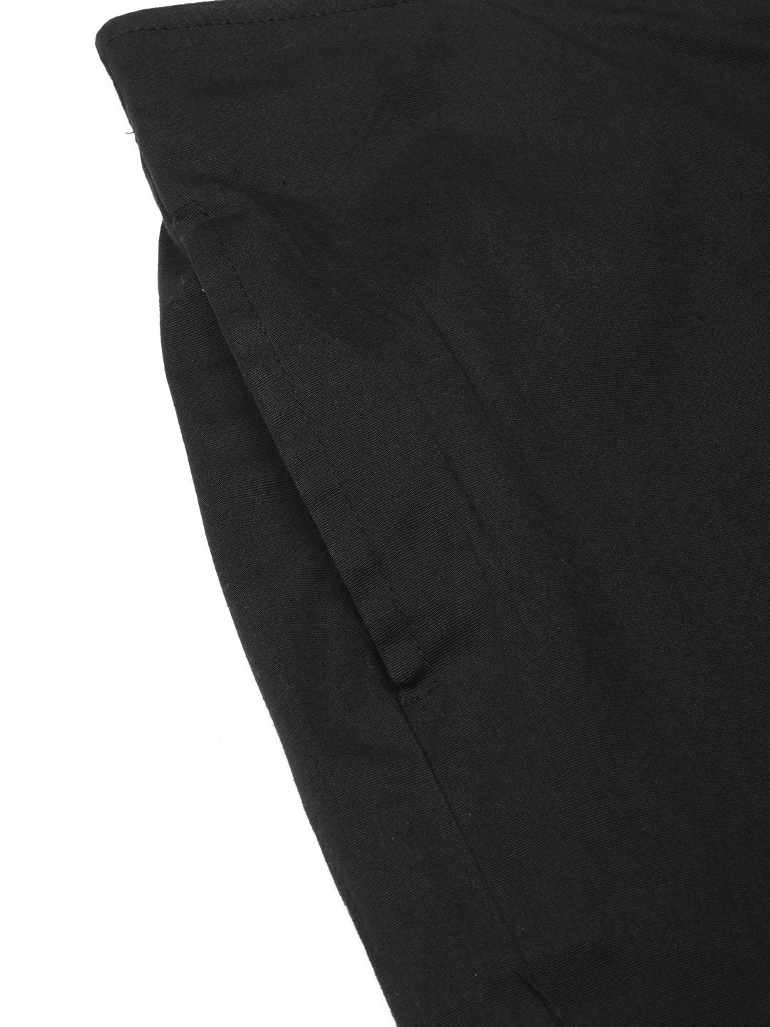 Women's Black Smart Slim Fit Solid Bottom Flared Trousers - Jompers
