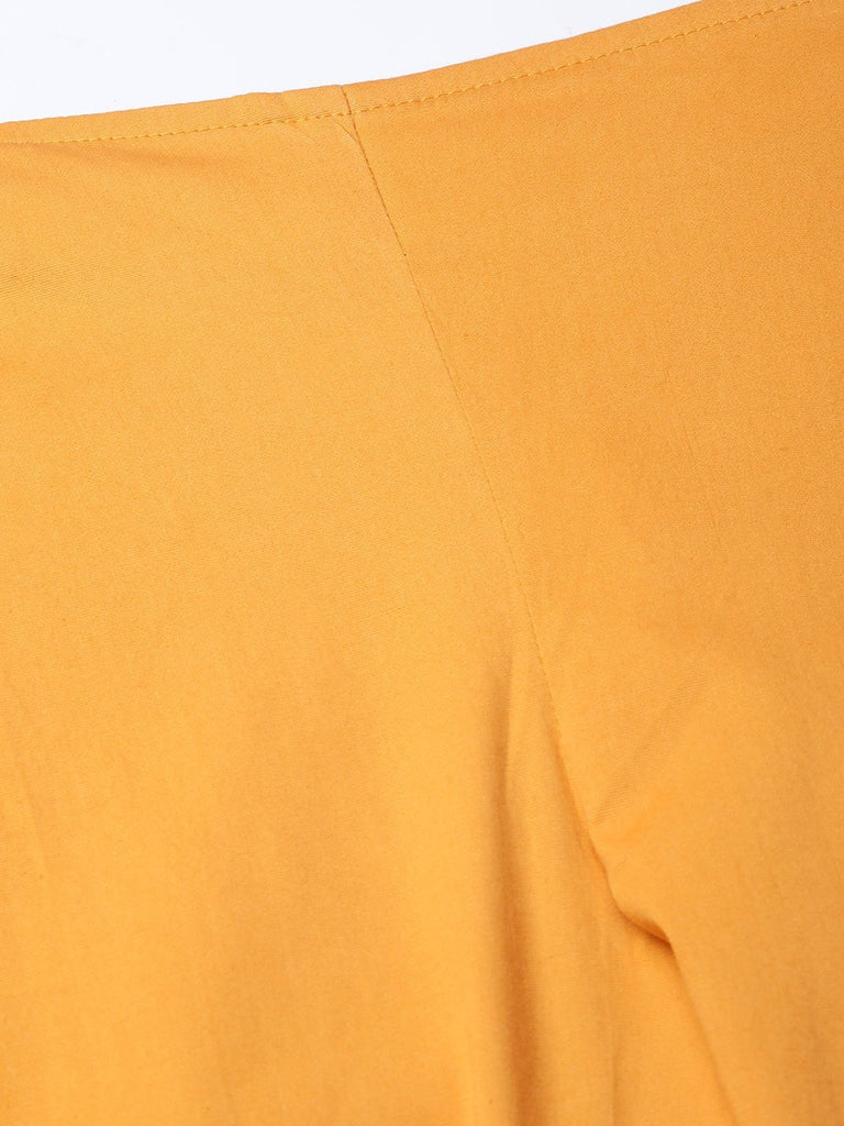Women's Mustard Smart Fit Solid Bottom Flared Trousers