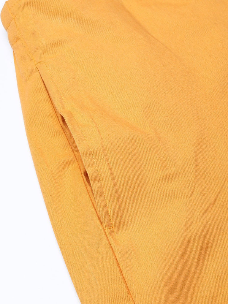 Women's Mustard Smart Fit Solid Bottom Flared Trousers