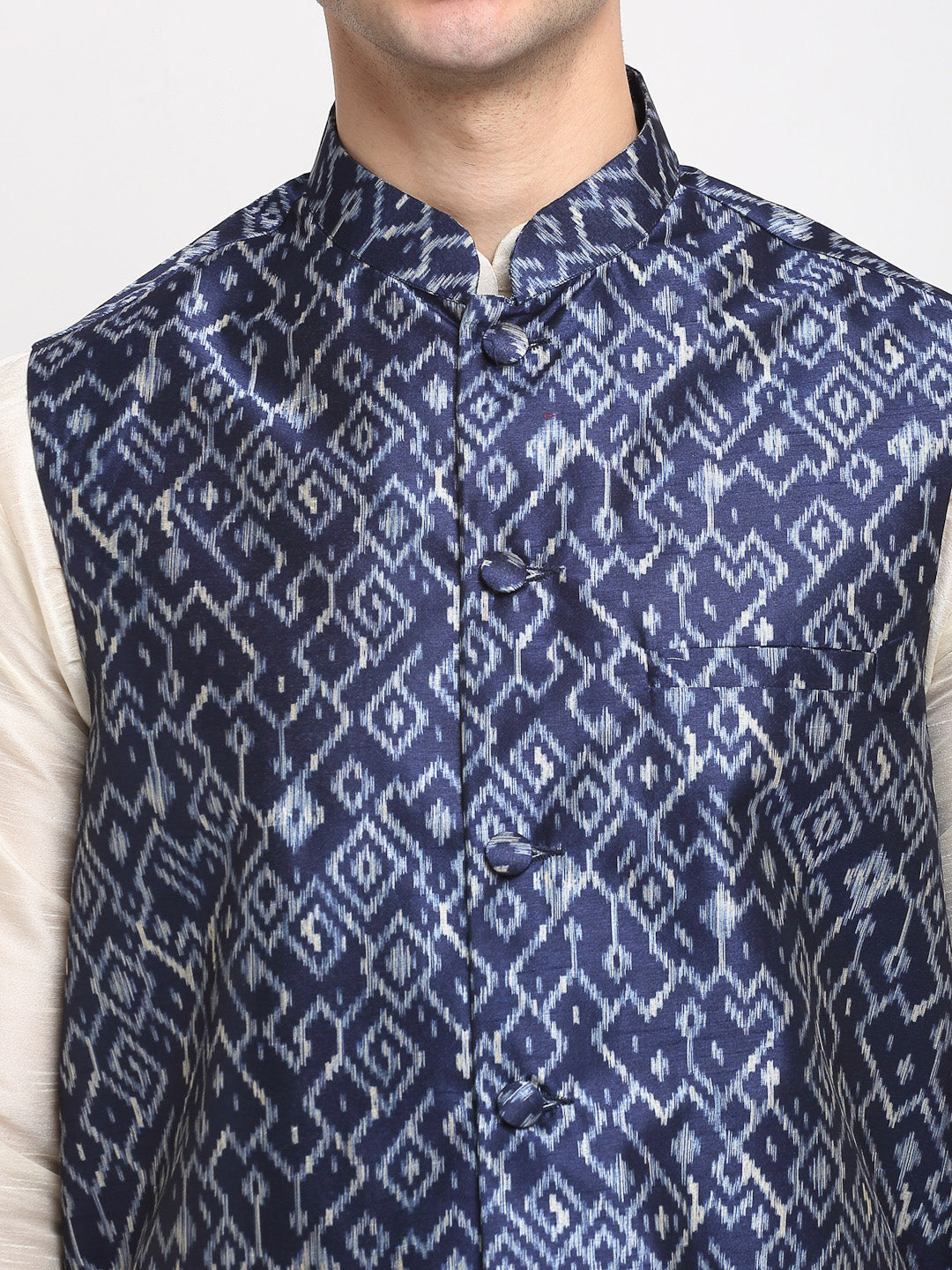 Men's Blue Digital Printed Blue Waistcoat ( JOWC 4025Blue ) - Virat Fashions