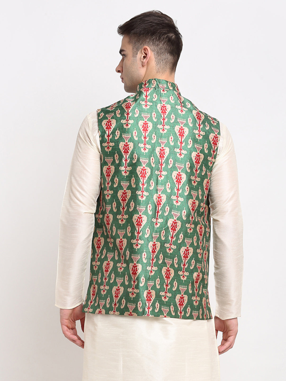 Men's Green Digital Printed Green Waistcoat ( JOWC 4025Green ) - Virat Fashions