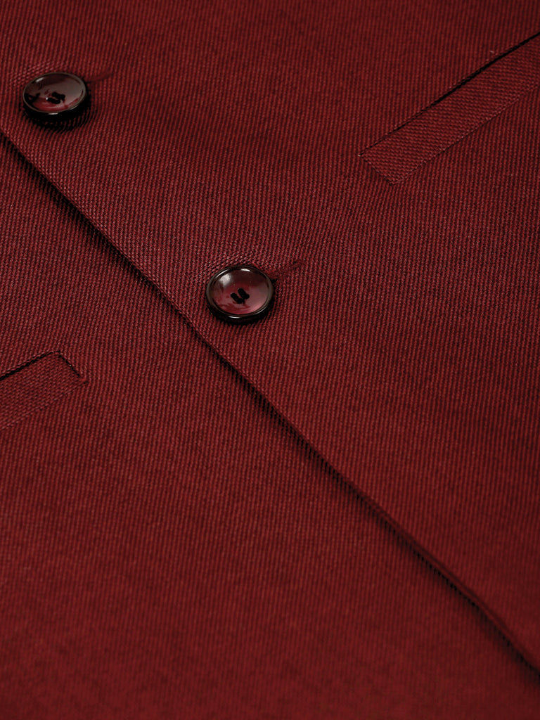 Men's Maroon Solid Woven Sleeveless Nehru Jackets ( Jowc 4046 Maroon )
