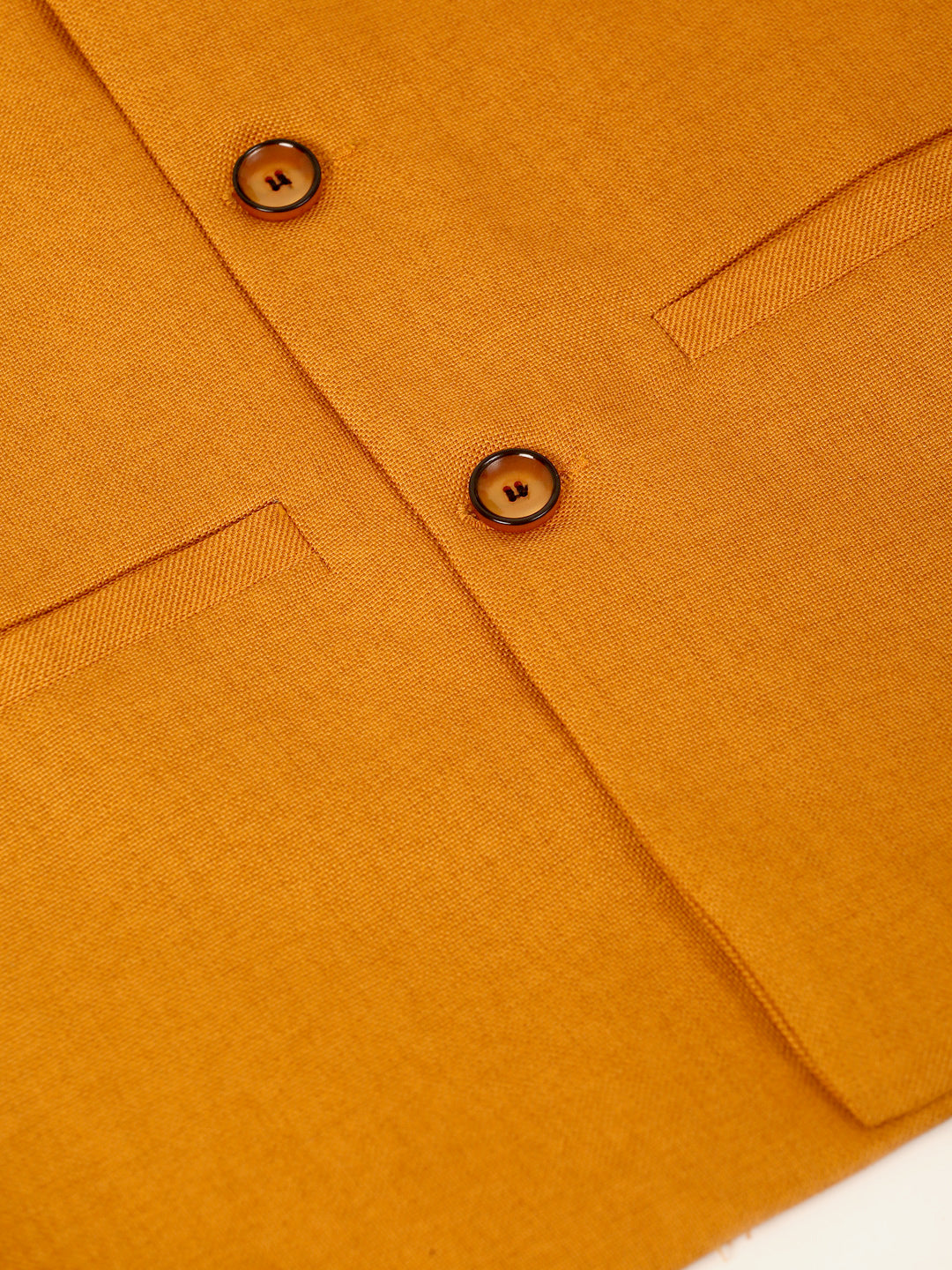 Men's Mustard Solid Woven Sleeveless Nehru Jackets ( Jowc 4046 Mustard ) - Virat Fashions