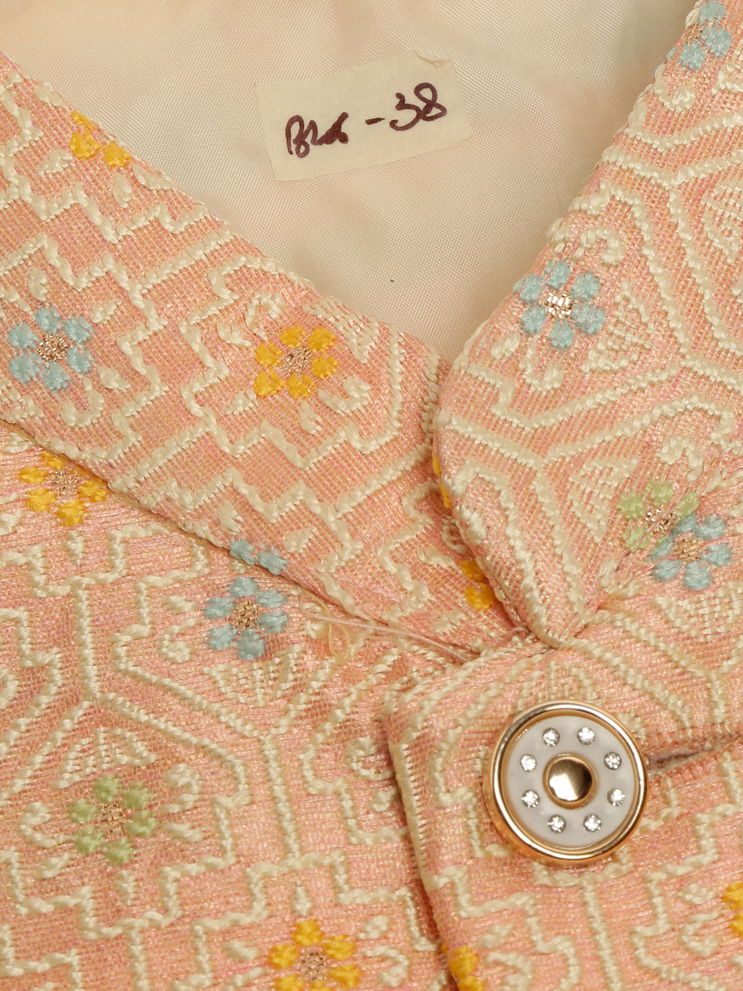Men's Pink Embroidered Nehru Jacket ( Jowc 4047 Pink ) - Virat Fashions