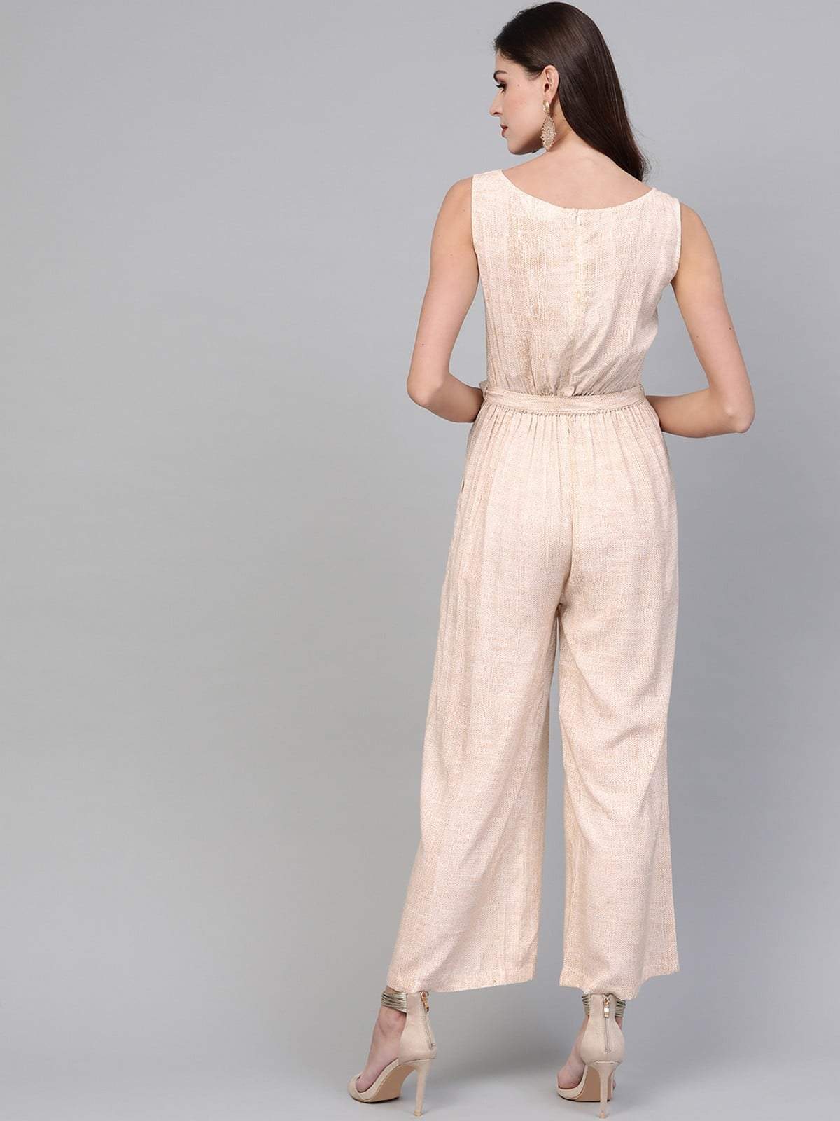 Women's Allover Printed Jumpsuit With Embroidery - Pannkh