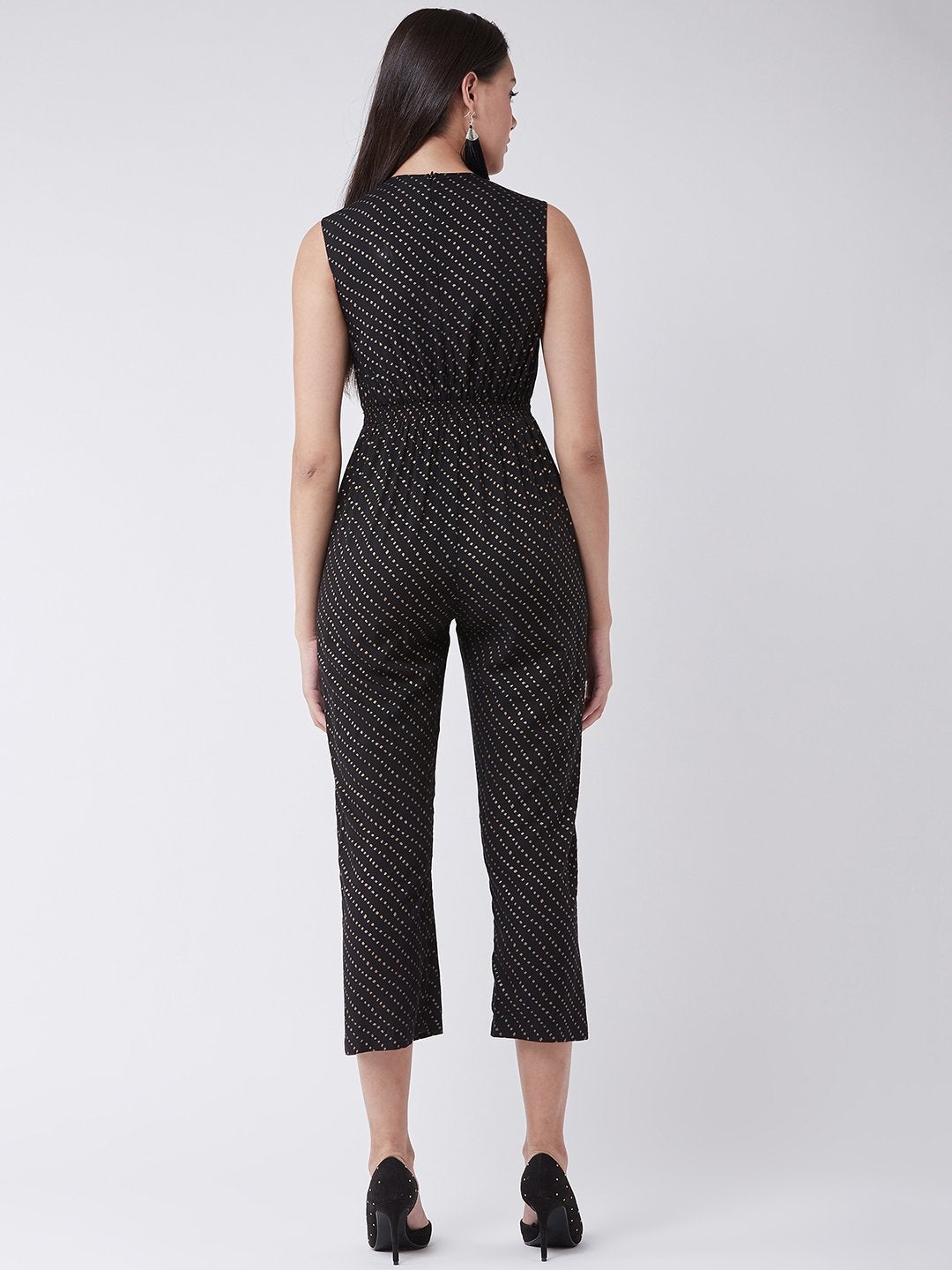Women's Foil Printed Jumpsuit With Stylish Jacket - Pannkh