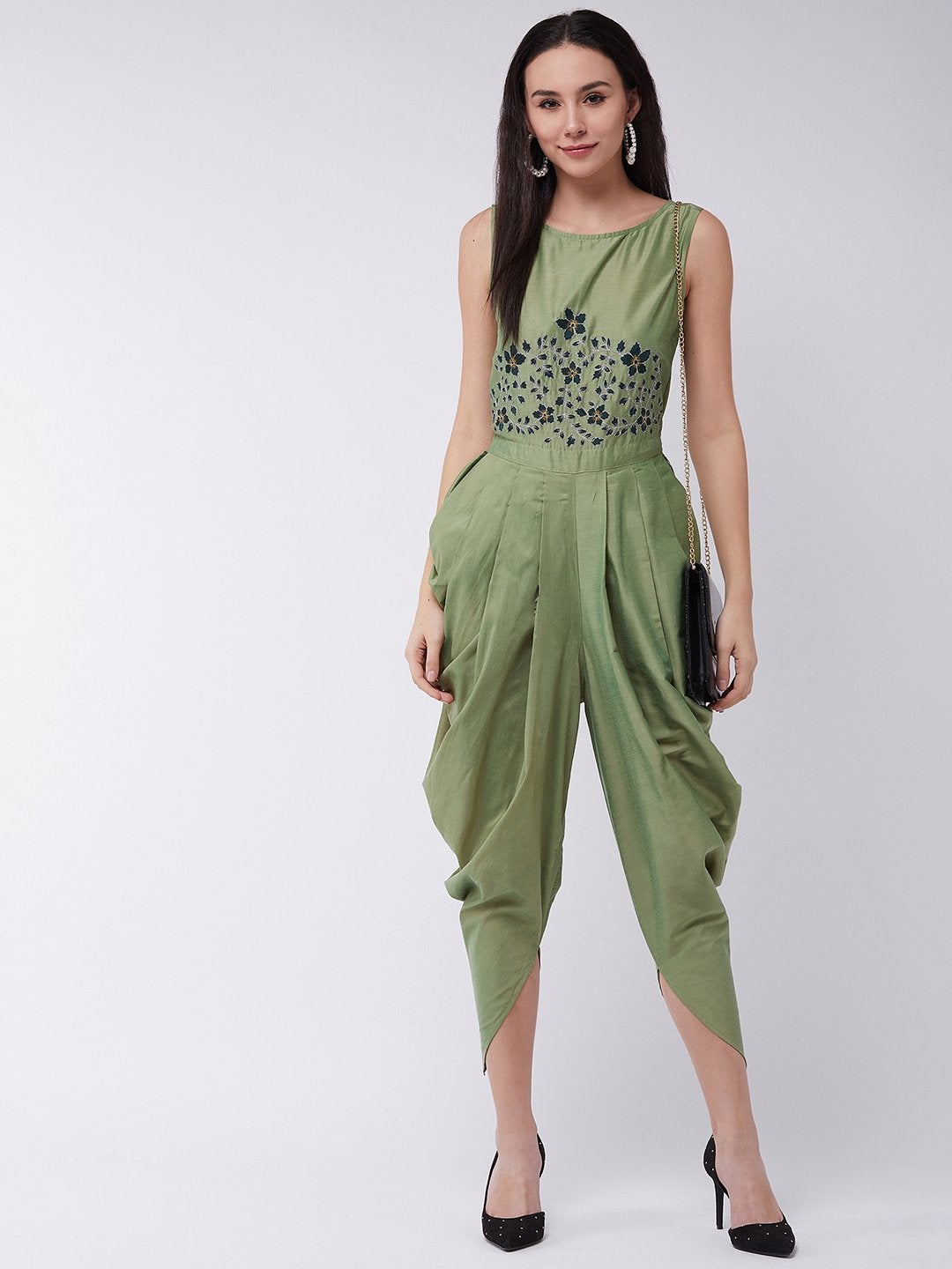 Women's Embroidered Cowl Jumpsuit - Pannkh
