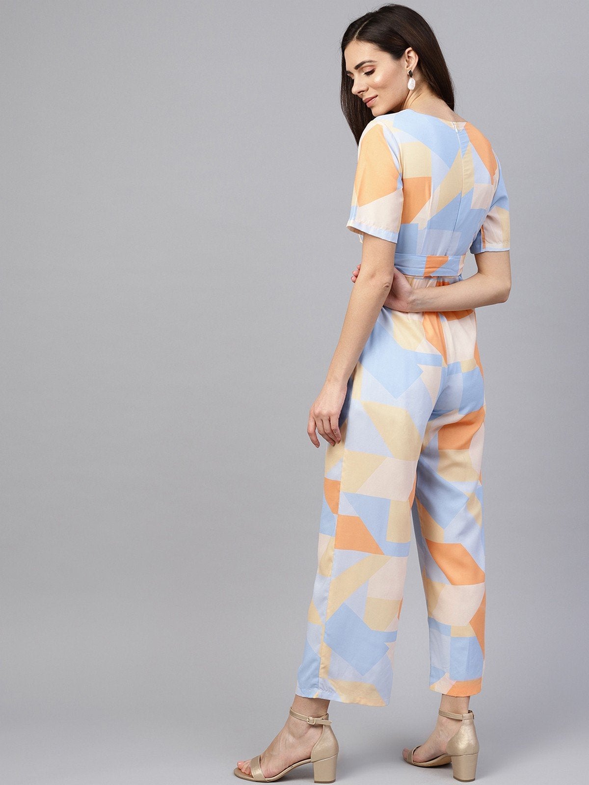 Women's Overlap Abstract Print Jumpsuit - Pannkh
