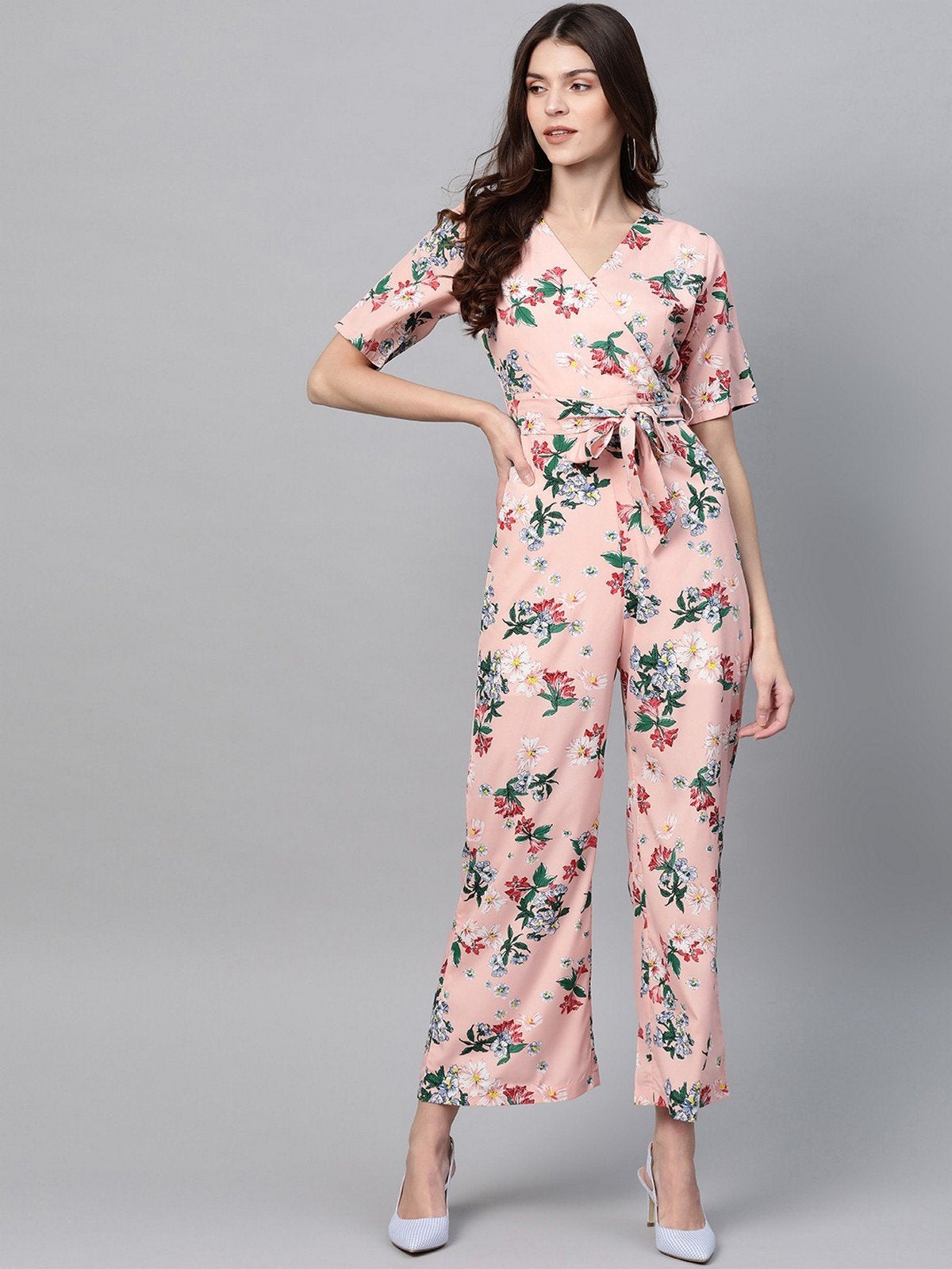 Women's Pastel Floral Printed Jumpsuit - Pannkh