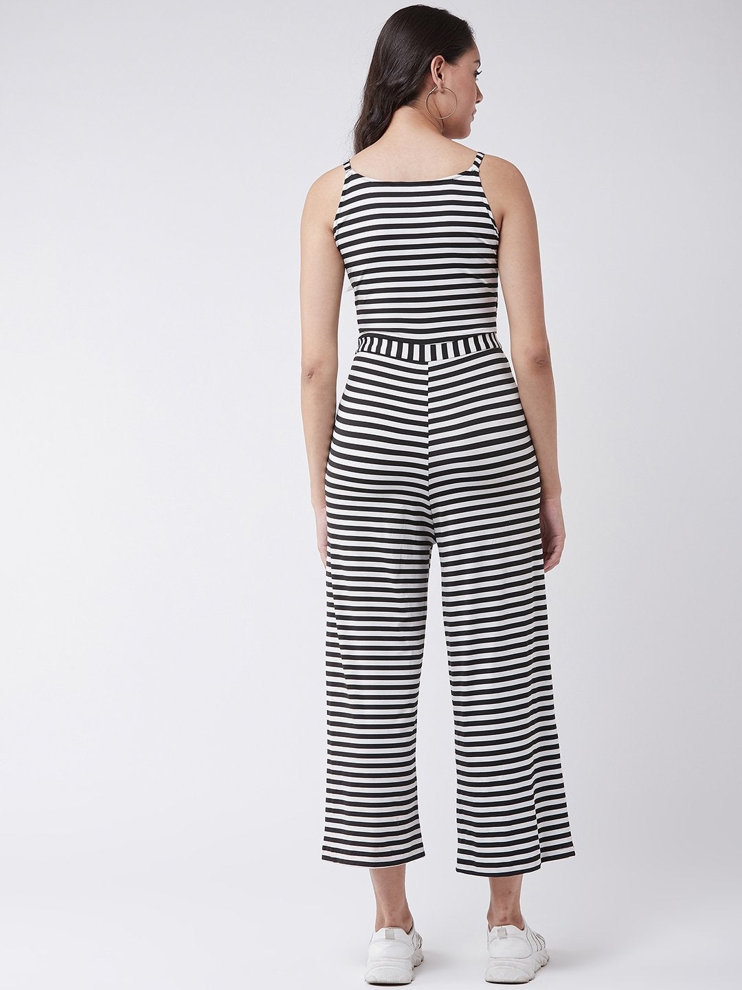 Women's Knitted Stripes Strappy Jumpsuit - Pannkh