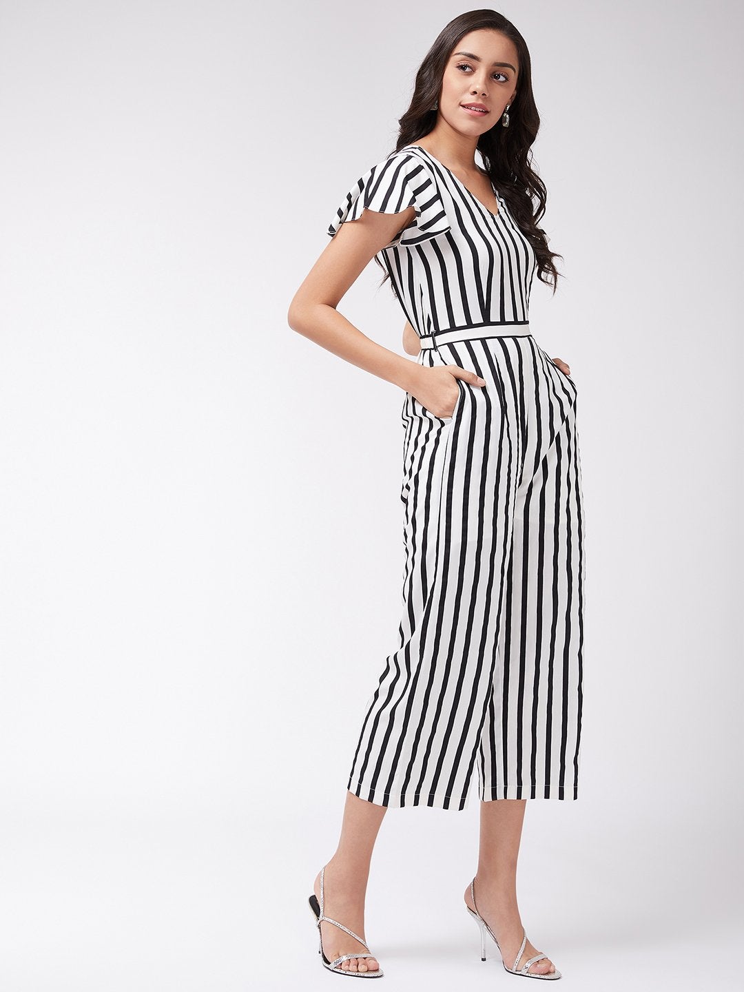 Women's Monocromatic Stripes Jumpsuit - Pannkh