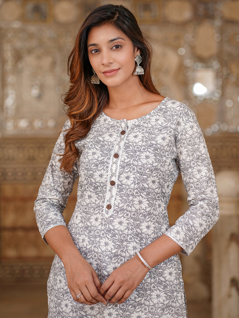 Women's White Cotton Kurta