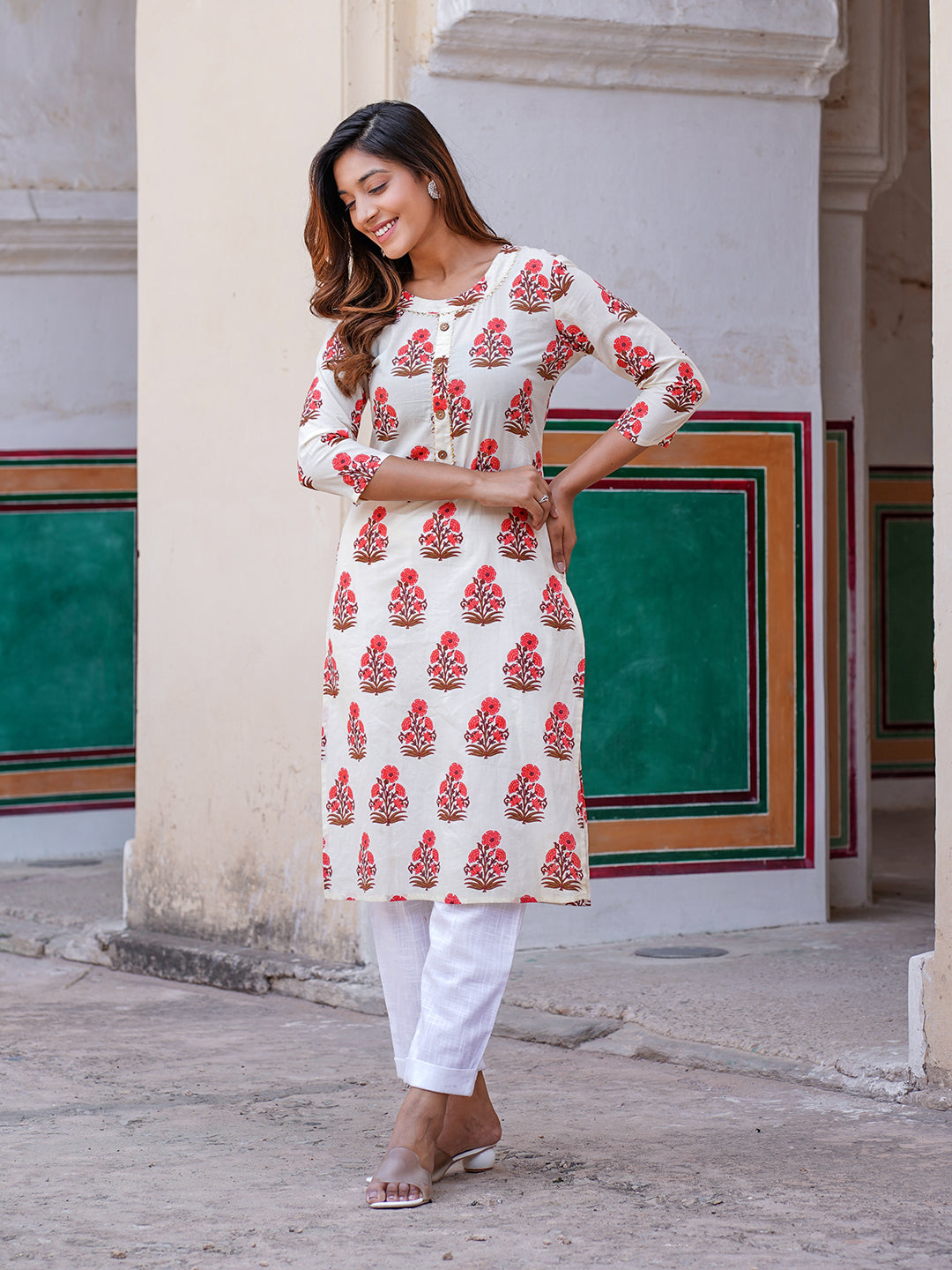 Women's White Pure Cotton Kurta - Jaitpuriya Fashion
