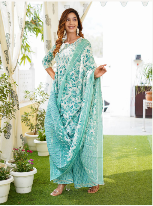 Women's White Cotton Kurta Set