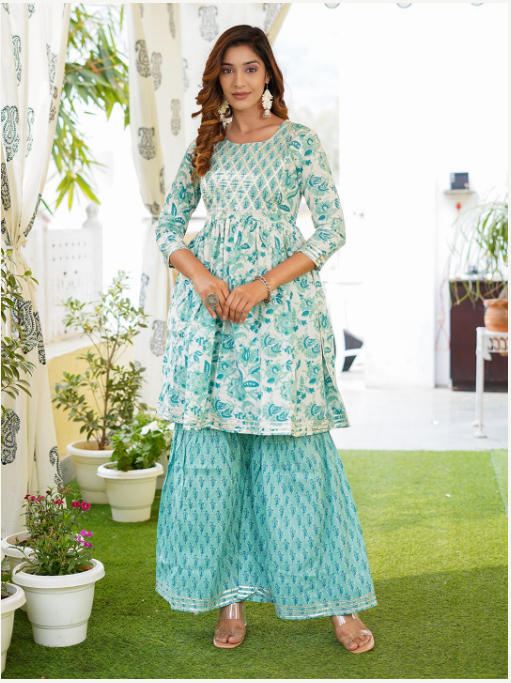 Women's White Cotton Kurta Set