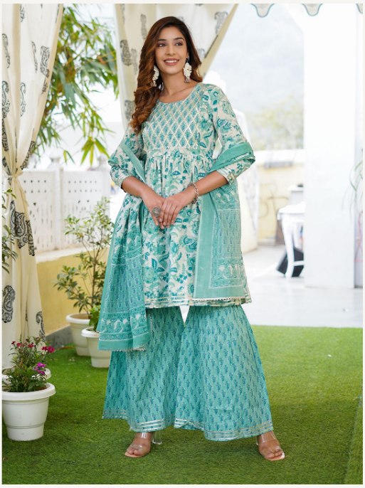 Women's White Cotton Kurta Set