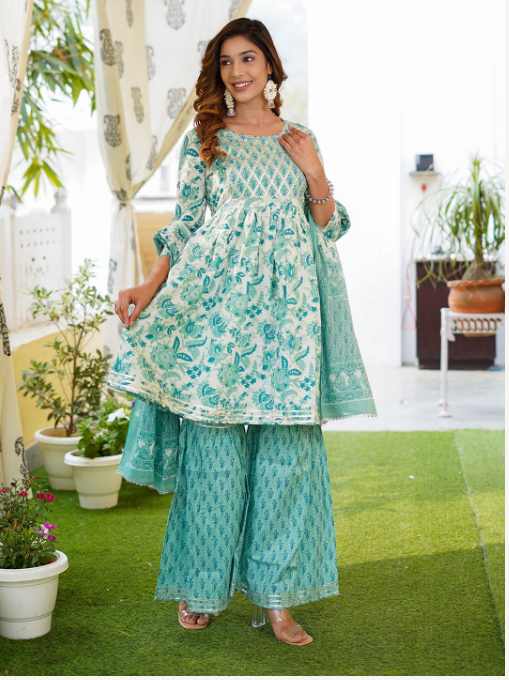 Women's White Cotton Kurta Set