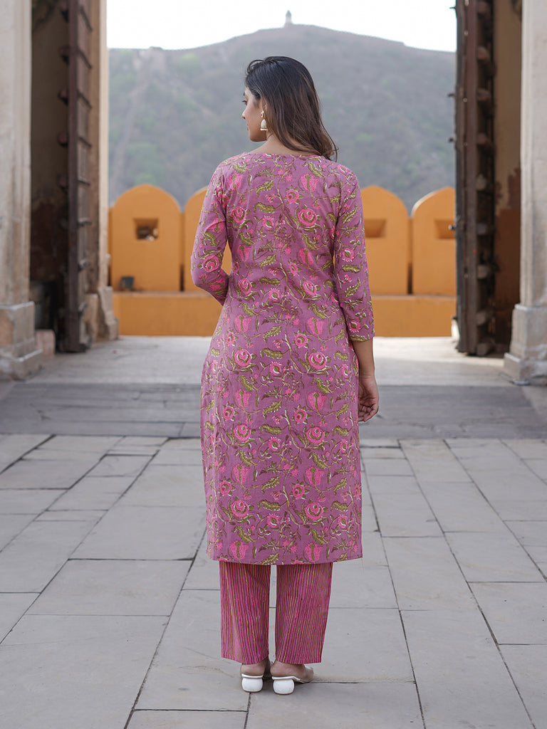 Women's Mauve Cotton Kurta