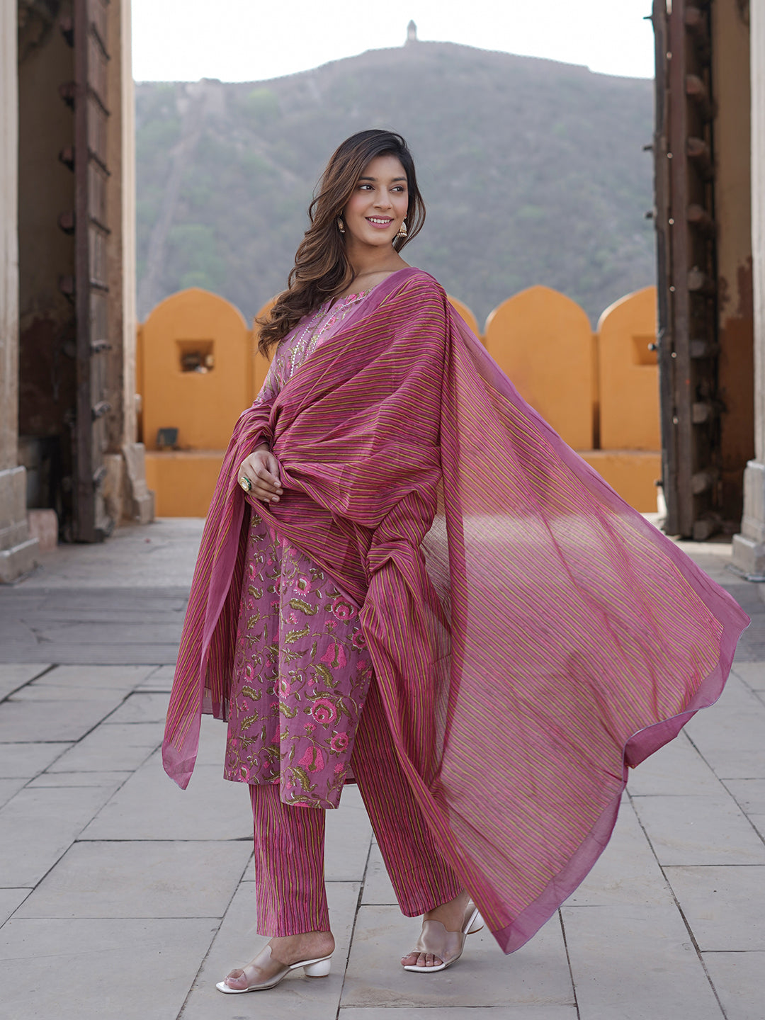 Women's Mauve Pure Cotton Kurta - Jaitpuriya Fashion