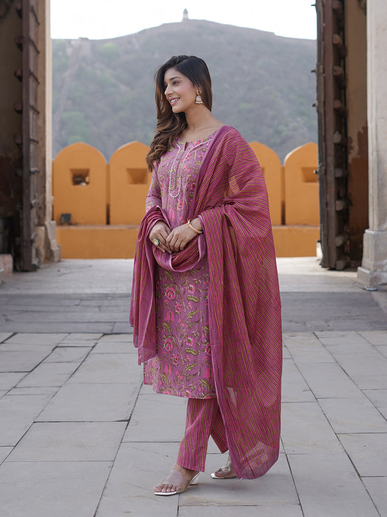 Women's Mauve Cotton Kurta