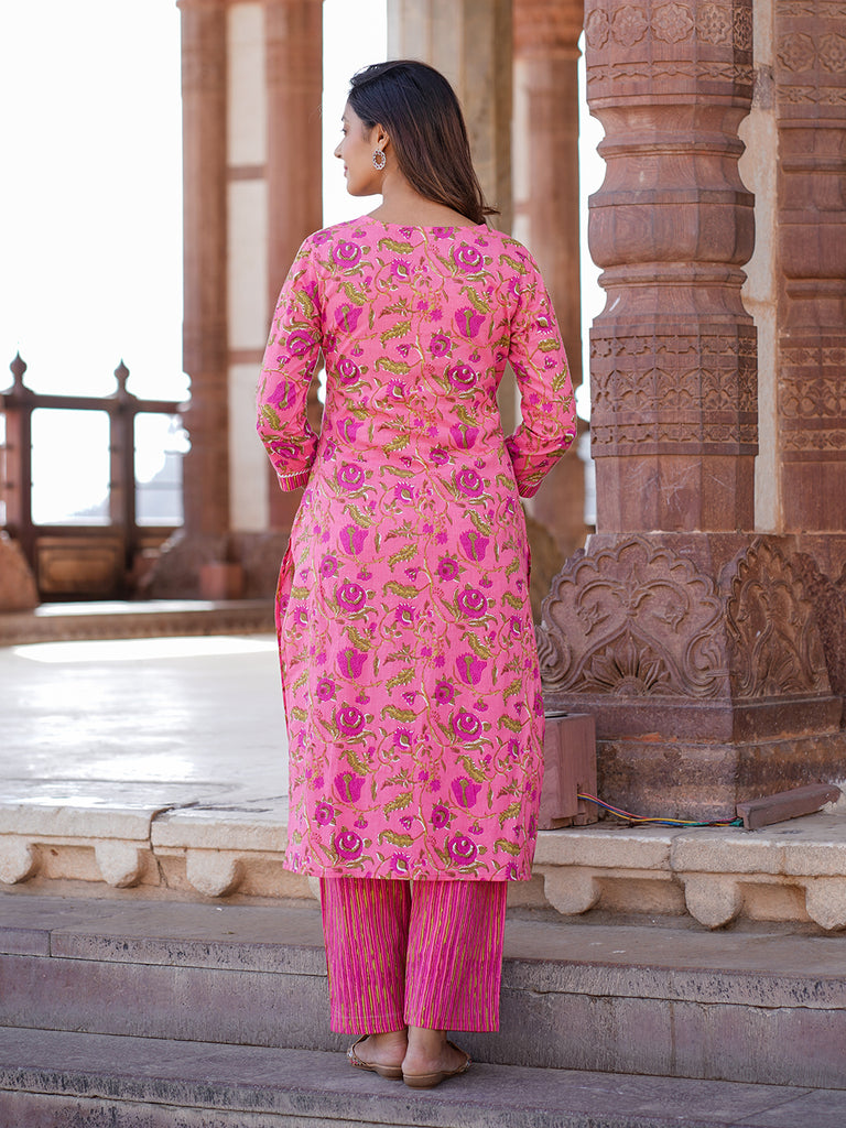 Women's Pink Cotton Kurta