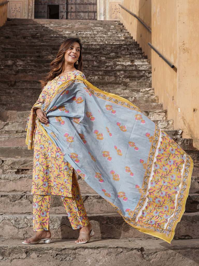 Women's Yellow Cotton Kurta