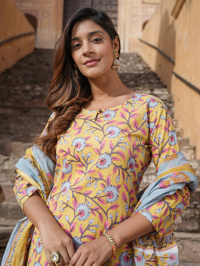 Women's Yellow Cotton Kurta