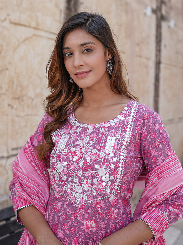 Women's Pink Cotton Kurta