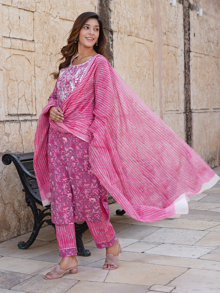 Women's Pink Cotton Kurta