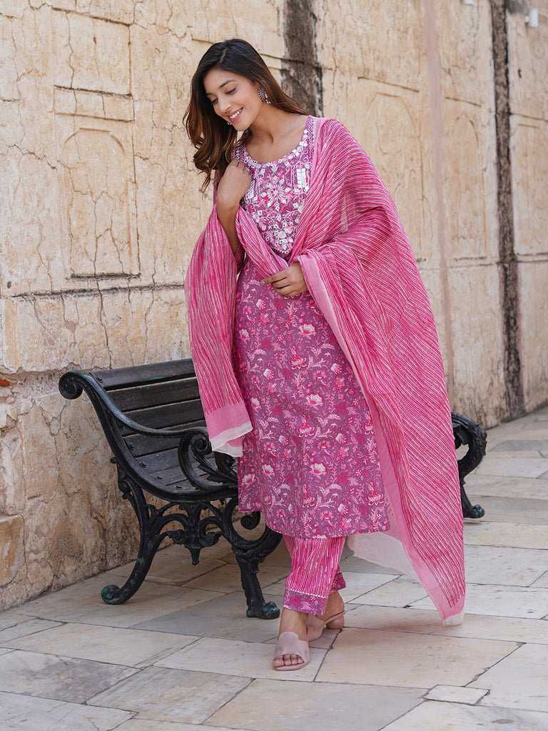 Women's Pink Cotton Kurta