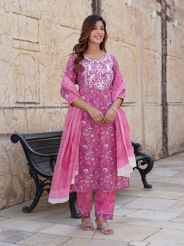 Women's Pink Cotton Kurta