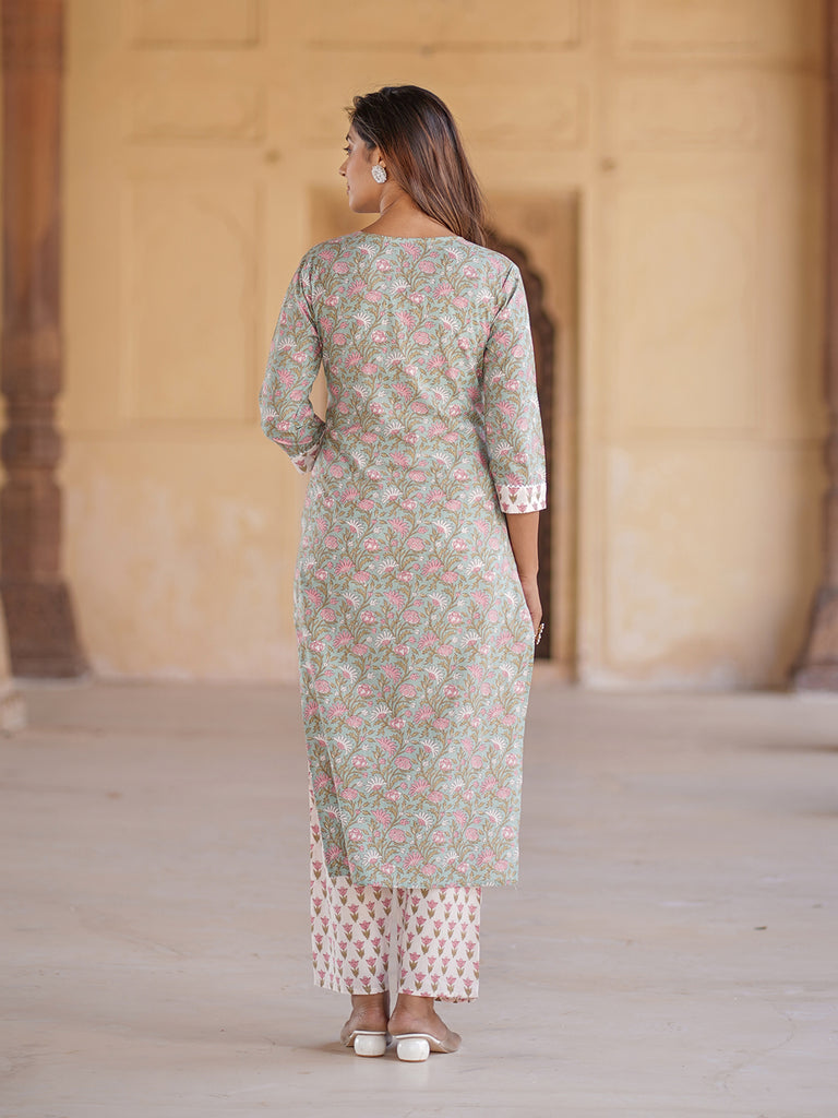 Women's Green Cotton Kurta