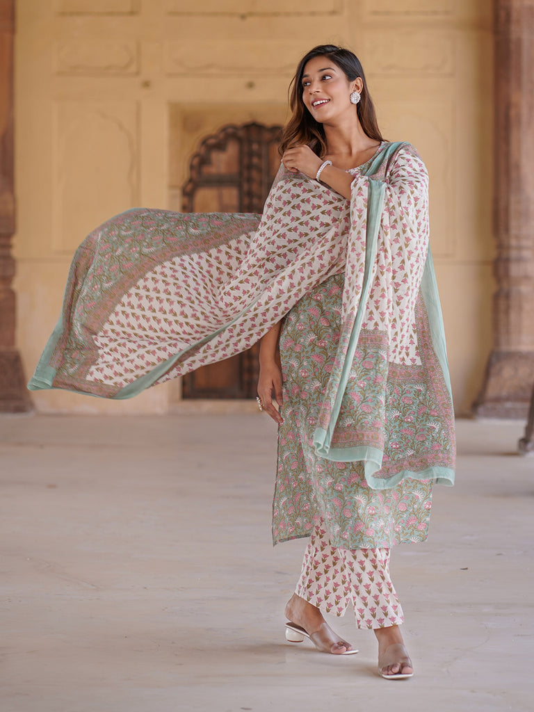 Women's Green Cotton Kurta