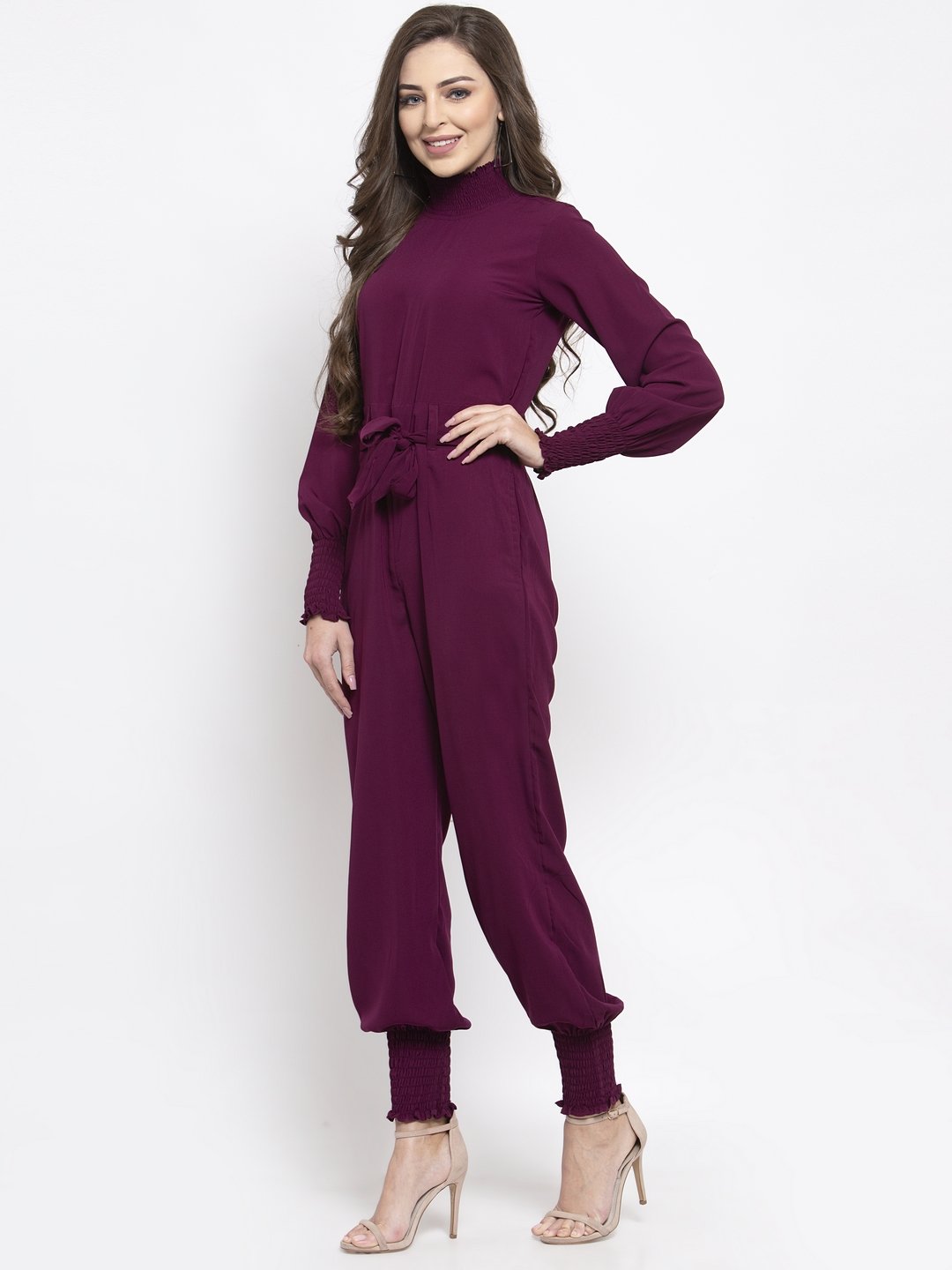 Women's Purple Solid Basic Jumpsuit - Jompers
