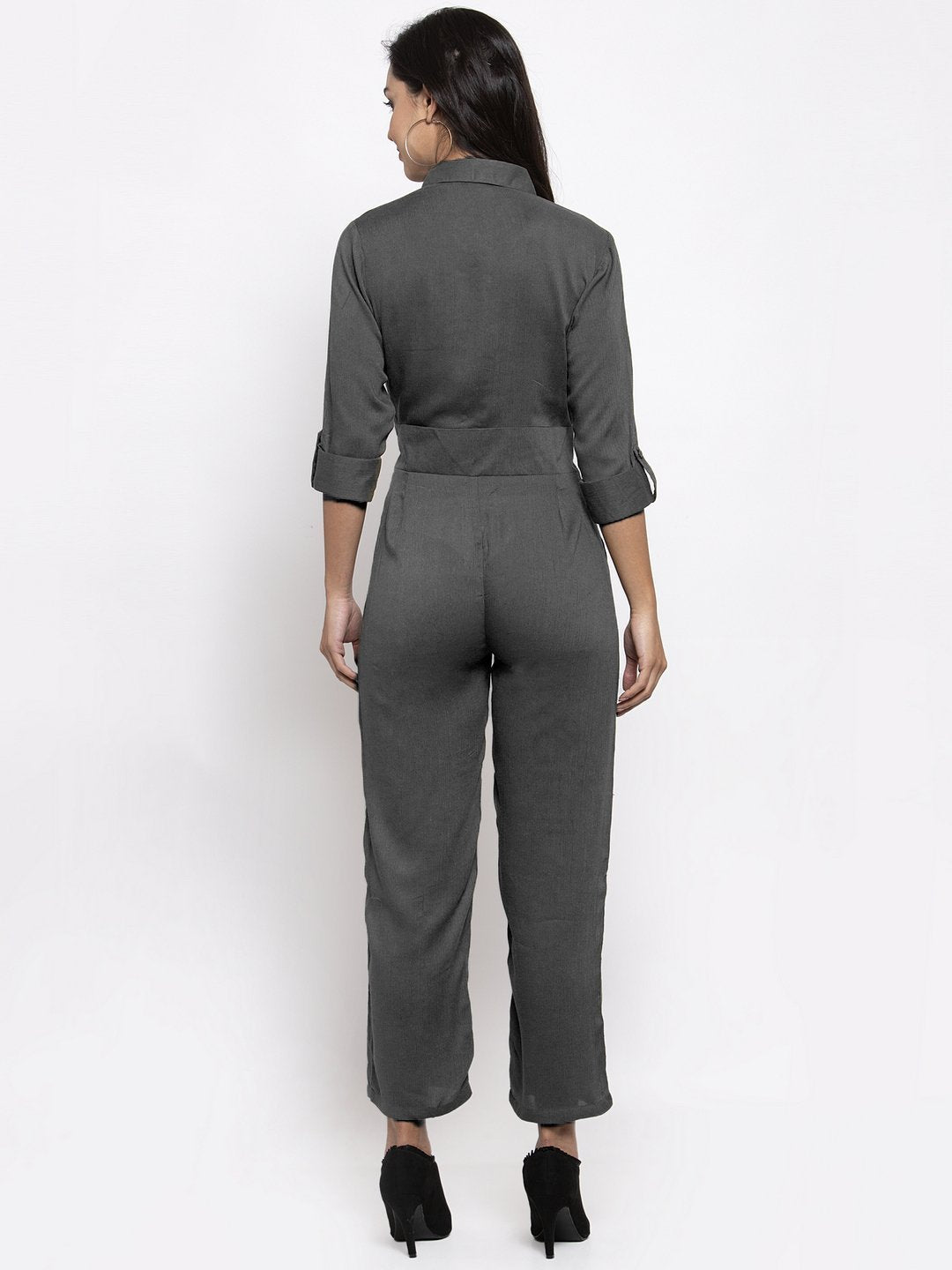 Women's Grey Solid Jumpsuit - Jompers