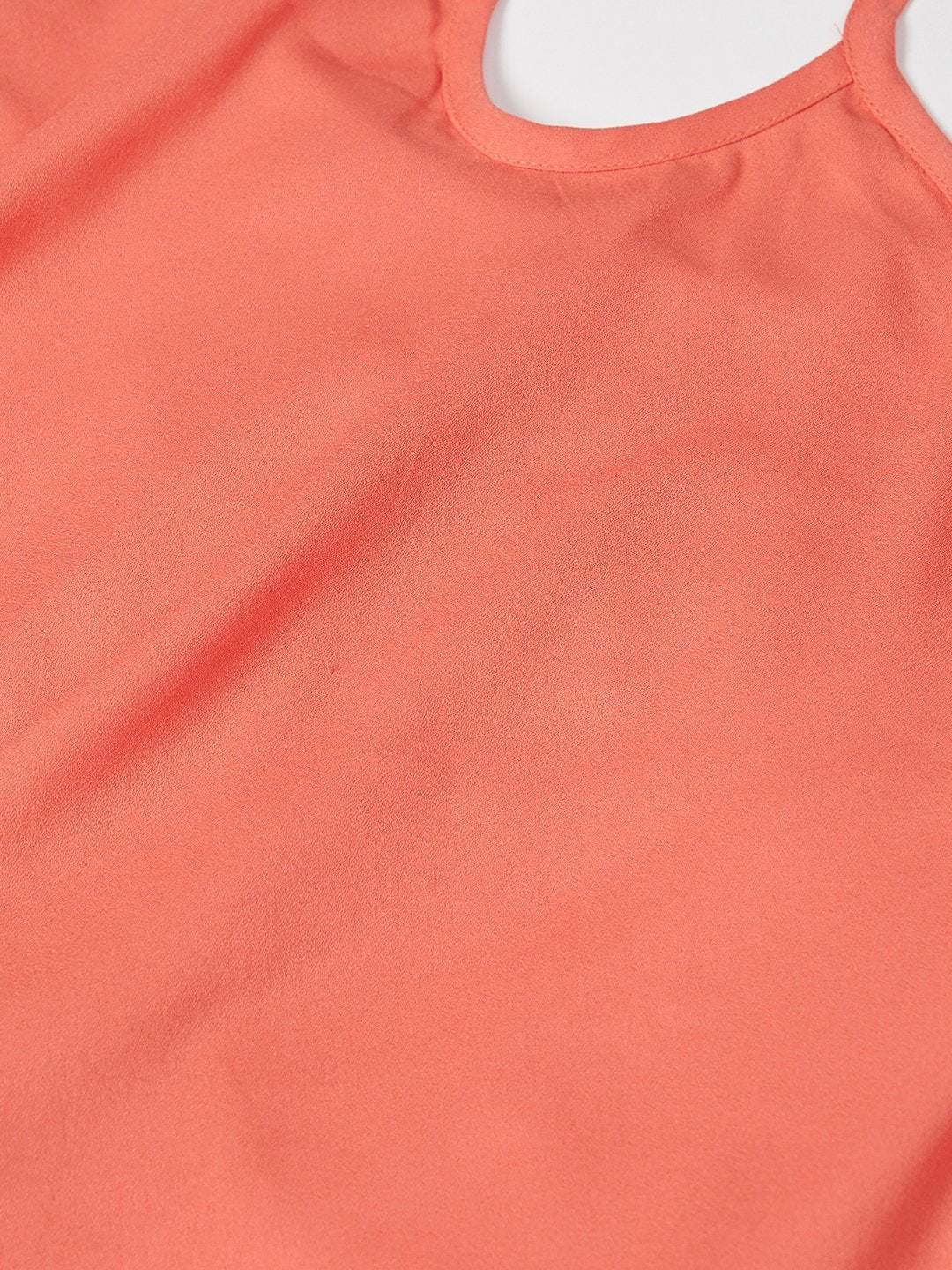 Women's Peach-Coloured Solid Halter Neck Basic Jumpsuit - Jompers