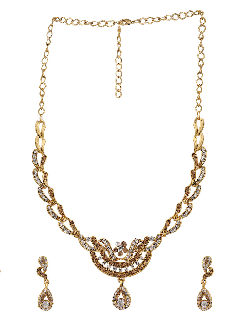 Women's Gold Plated LCT & White Stone Studded Jewellery Set