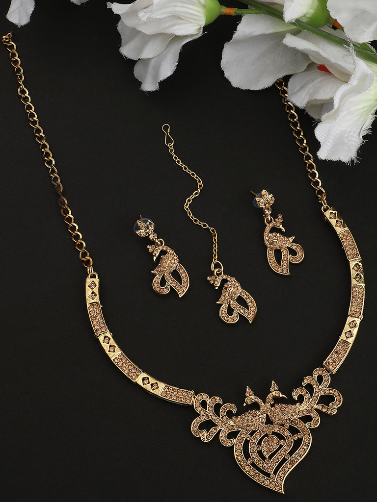 Women's Gold Plated LCT & White Stone Studded Jewellery Set
