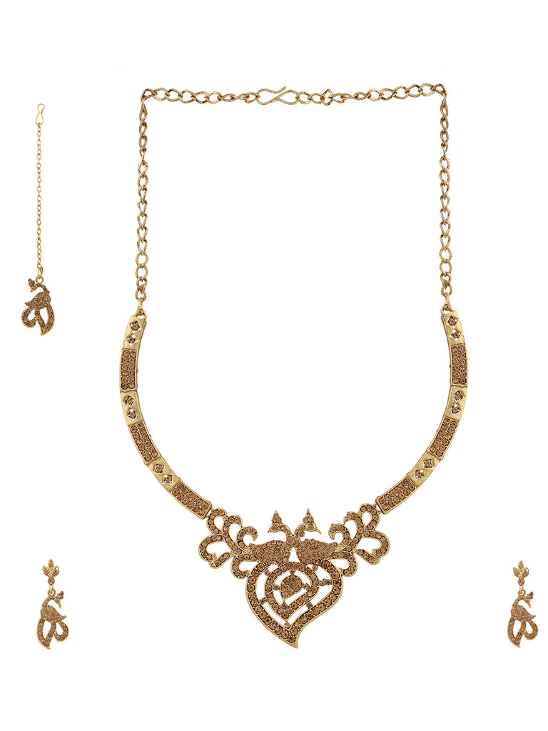 Women's Gold Plated LCT & White Stone Studded Jewellery Set
