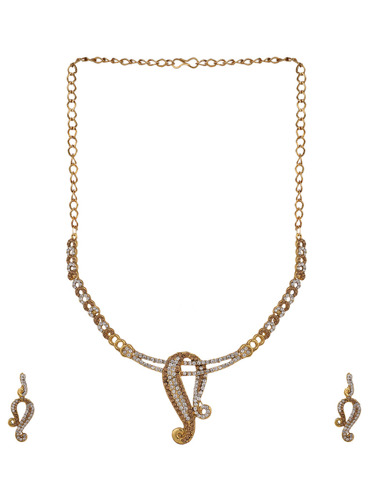 Women's Gold Plated LCT & White Stone Studded Jewellery Set
