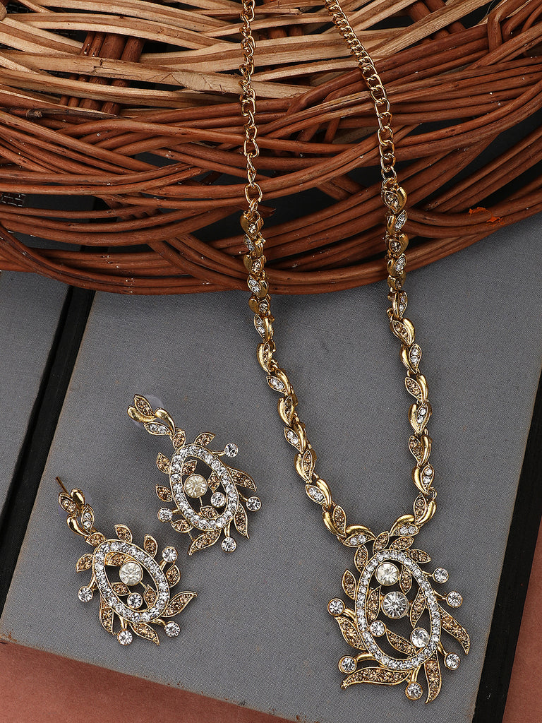 Women's Gold Plated LCT & White Stone Studded Jewellery Set
