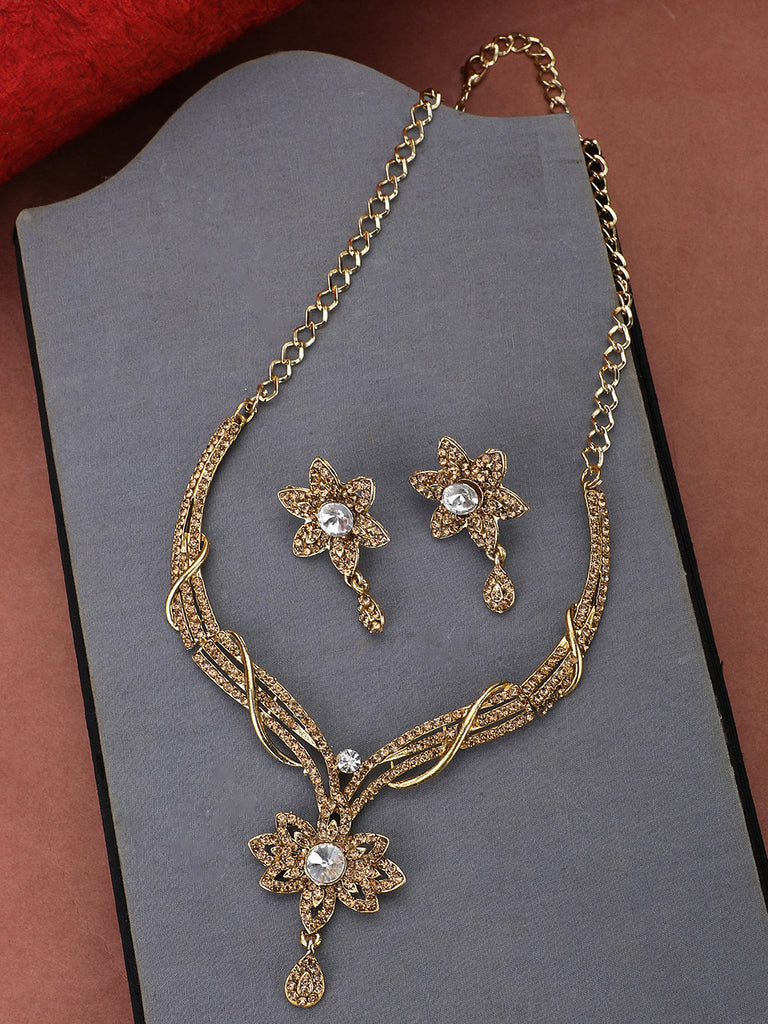 Women's Gold Plated LCT & White Stone Studded Jewellery Set