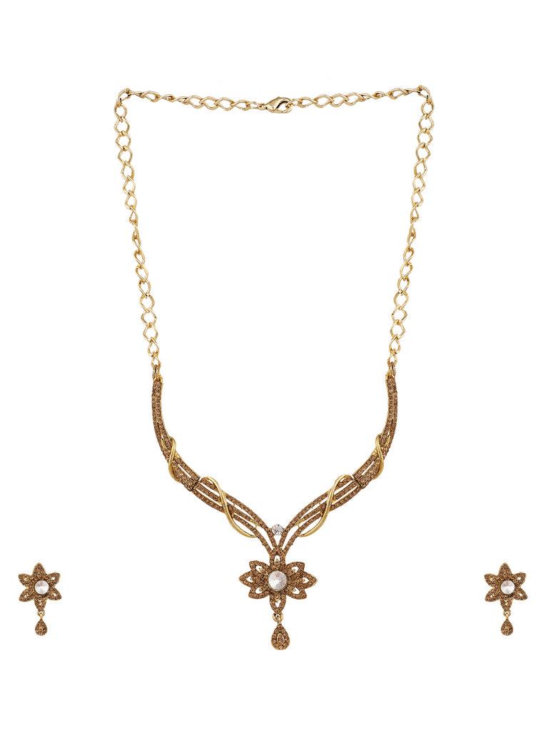 Women's Gold Plated LCT & White Stone Studded Jewellery Set