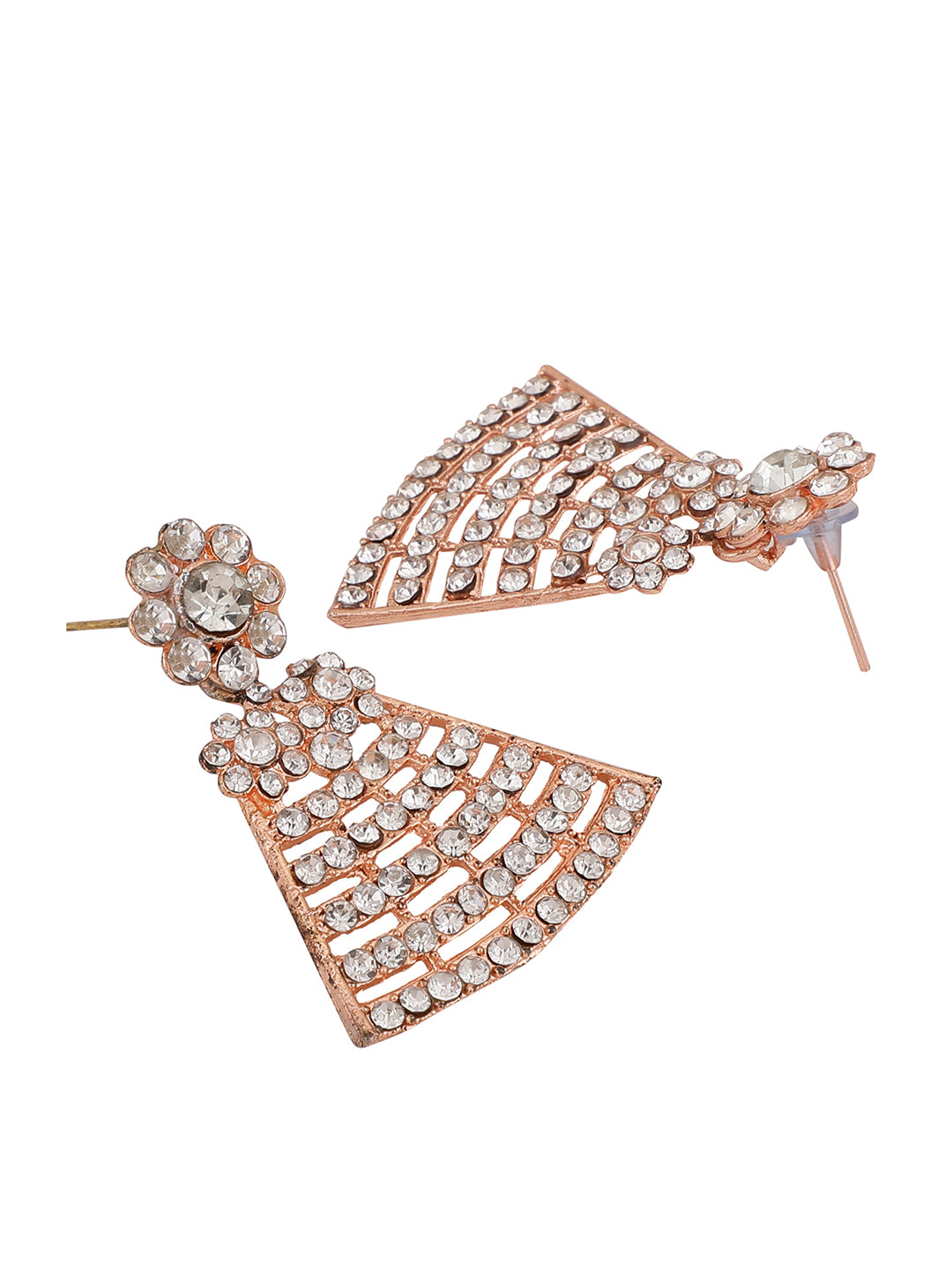 Women's  Rose Gold Plated Rose Gold Toned Ad Studded Bridal Jewellery Set - Anikas Creation